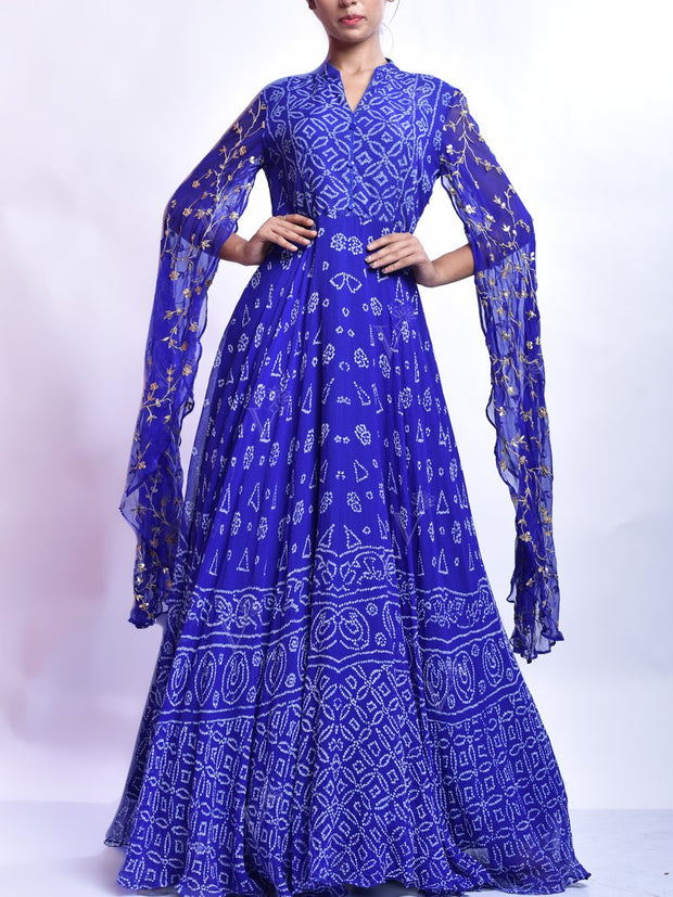 Anarkali, Anarkalis, Gown, Gowns, Anarkali suit, Printed, Bandhani print, Light weight, Silk, Silk gown, Silk anarkali, Party wear, Wedding wear, Festive wear, Traditional, Traditional wear, Traditional outfit, Rajasthani, Jaipuri