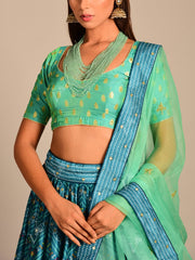 Blue Bandhani Silk Lehenga Set