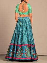 Blue Bandhani Silk Lehenga Set