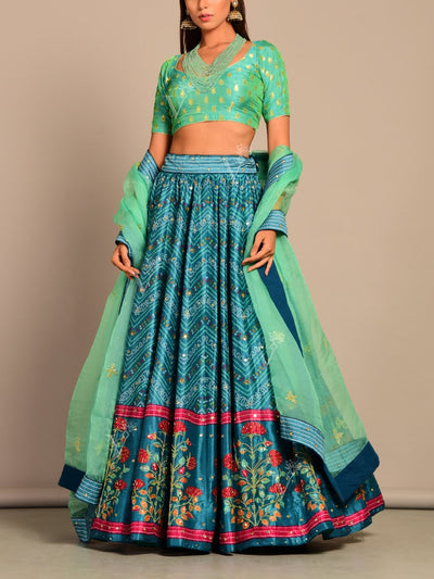 Lehenga, Lehenga set, Lehengas, Printed, Pearl brush, Traditional, Traditional wear, Traditional outfit, Light weight