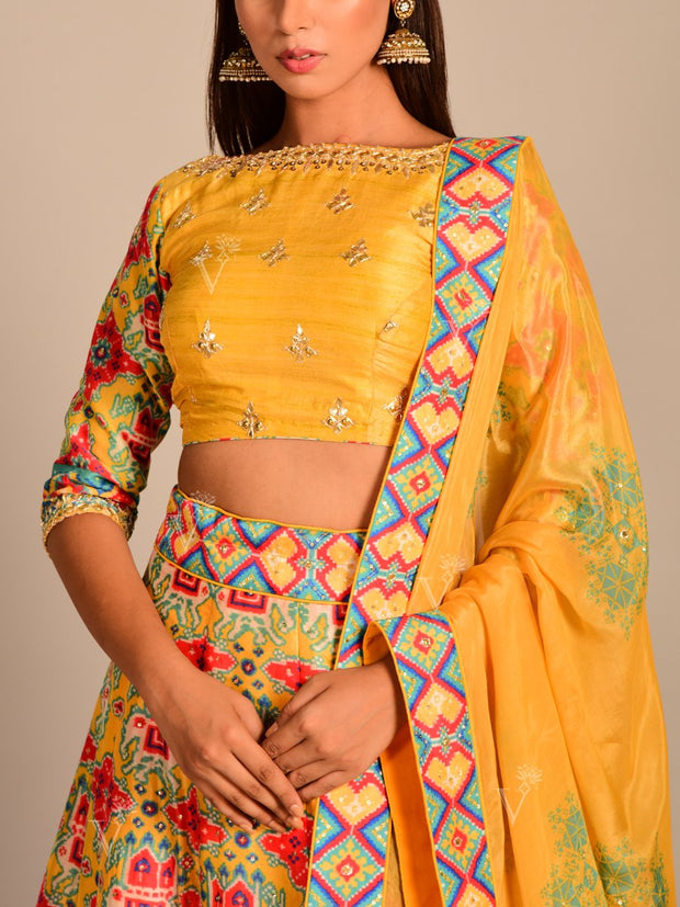 Yellow Patola Handcrafted Lehenga Set