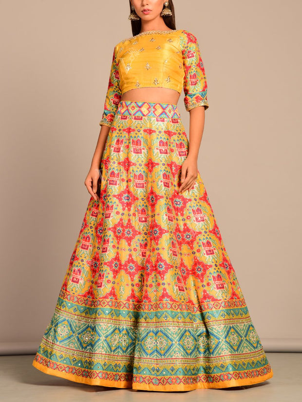 Yellow Patola Handcrafted Lehenga Set