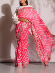 Pink Leheriya Gotta Patti Saree