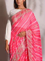 Pink Leheriya Gotta Patti Saree