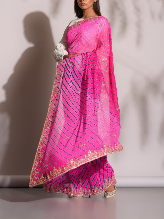 Pink Leheriya Gotta Patti Saree