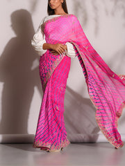 Pink Leheriya Gotta Patti Saree