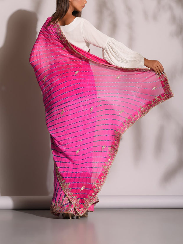 Pink Leheriya Gotta Patti Saree