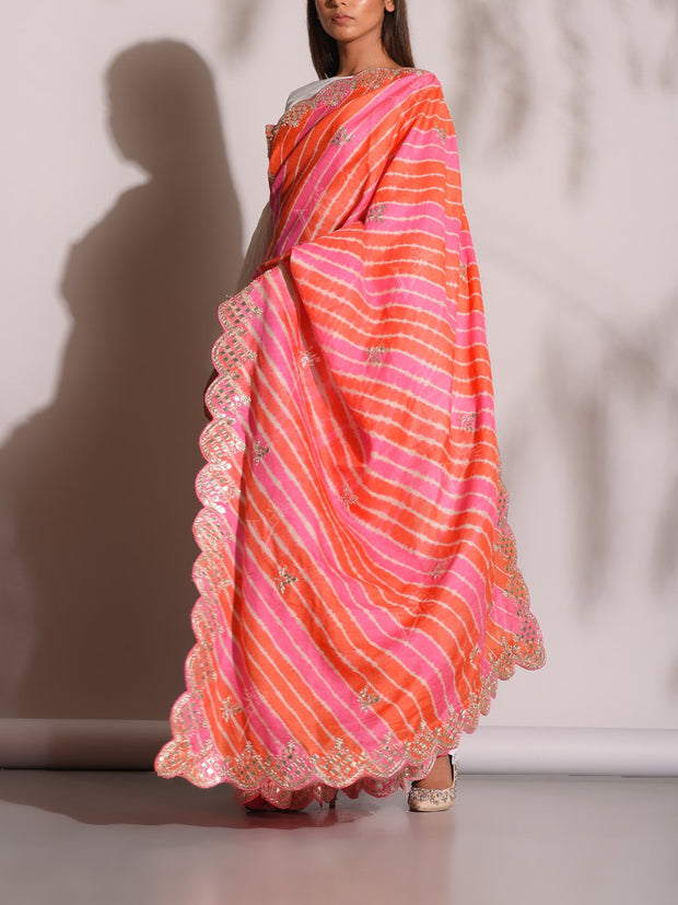 Pink Leheriya Gotta Patti Saree