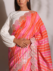 Pink Leheriya Gotta Patti Saree