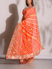 Orange Leheriya Gotta Patti Saree