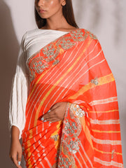 Orange Leheriya Gotta Patti Saree