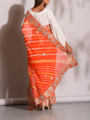 Orange Leheriya Gotta Patti Saree