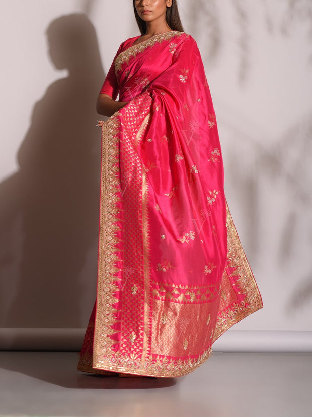 Pink Banarasi Gotta Patti Saree