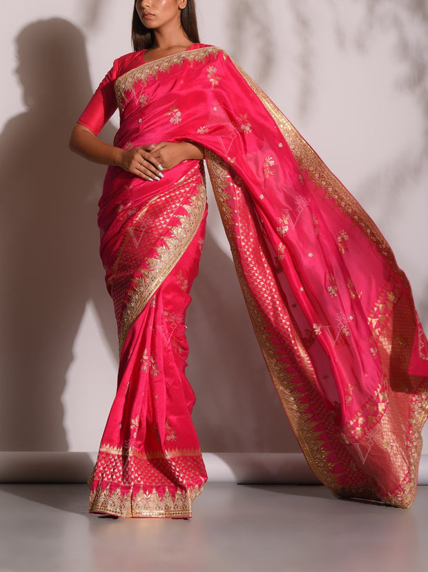 Pink Banarasi Gotta Patti Saree