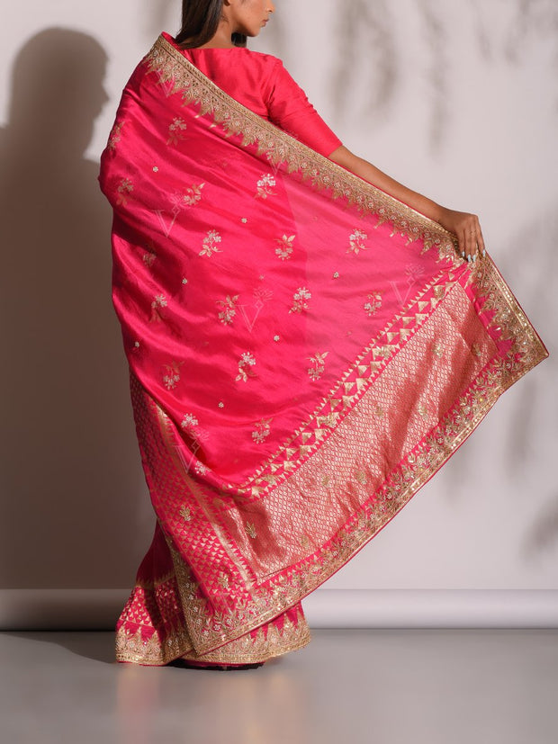 Pink Banarasi Gotta Patti Saree