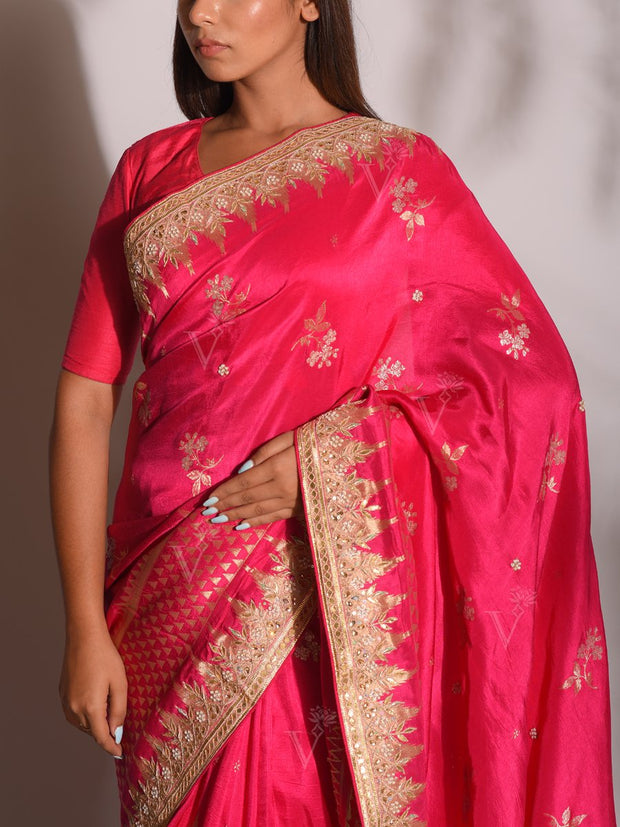 Pink Banarasi Gotta Patti Saree