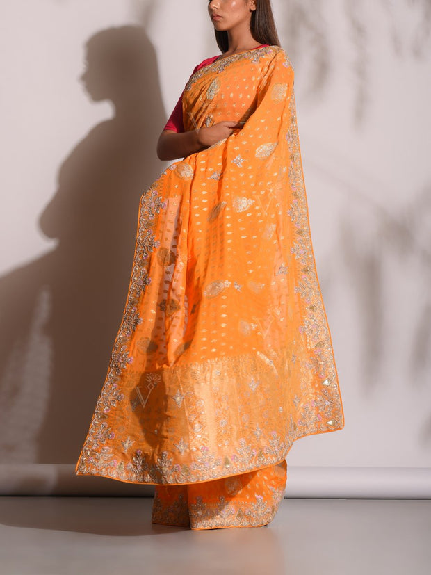 Yellow Banarasi Gotta Patti Saree