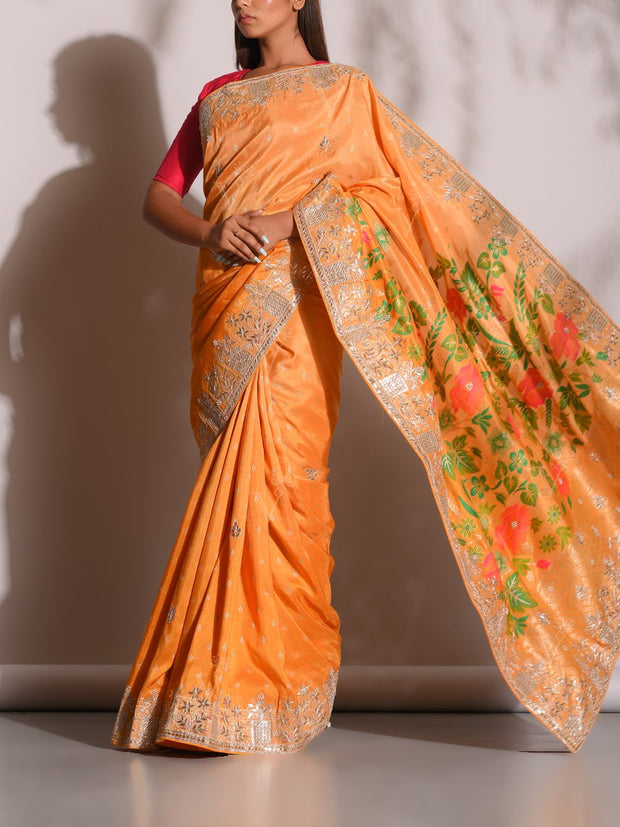 Yellow Banarasi Gotta Patti Saree