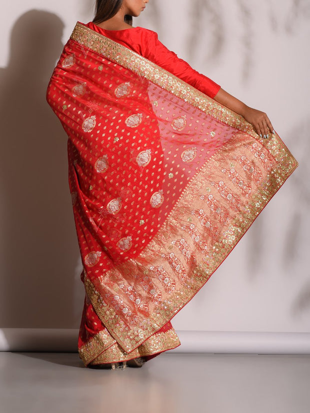 Red Banarasi Gotta Patti Saree