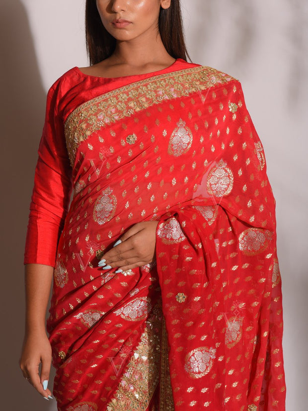 Red Banarasi Gotta Patti Saree