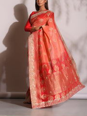 Peach Banarasi Gotta Patti Saree