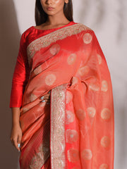 Peach Banarasi Gotta Patti Saree