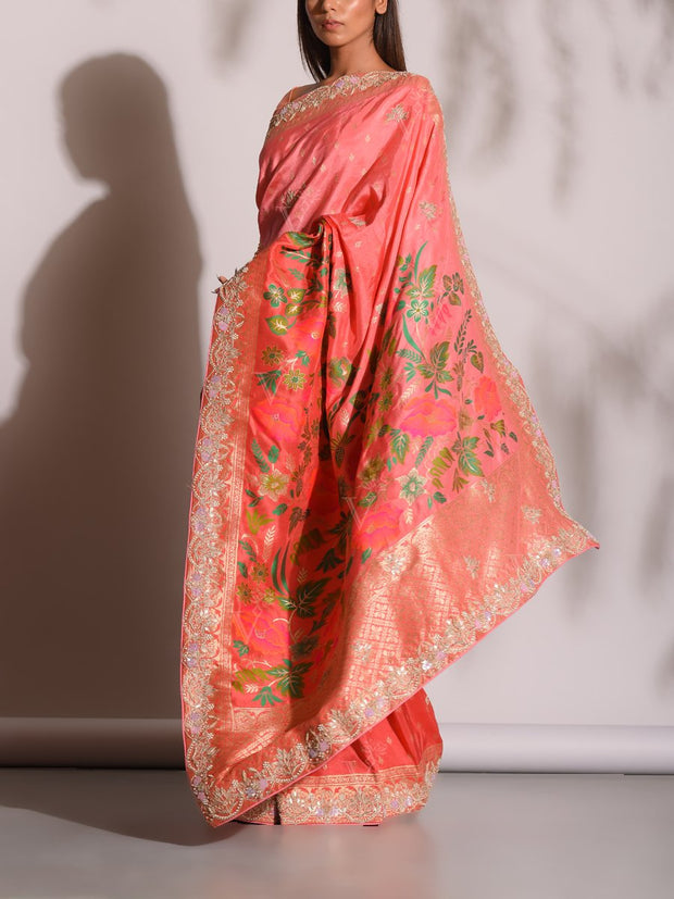 Pink Banarasi Gotta Patti Saree