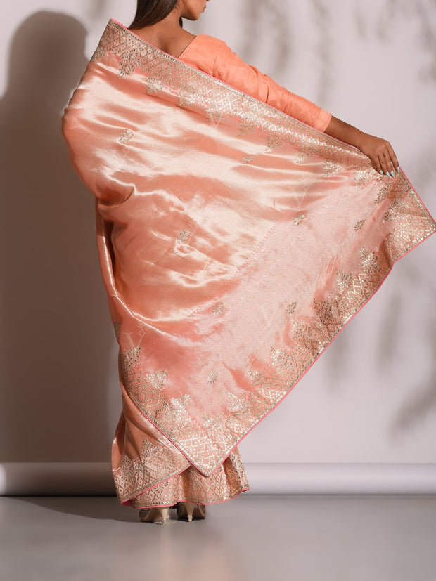 Peach Banarasi Gotta Patti Saree