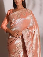 Peach Banarasi Gotta Patti Saree