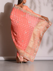 Peach Banarasi Gotta Patti Saree