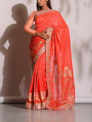 Peach Banarasi Gotta Patti Saree