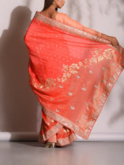 Peach Banarasi Gotta Patti Saree