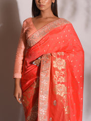 Peach Banarasi Gotta Patti Saree