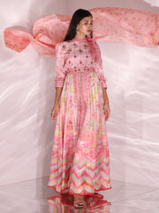 Light Pink Vasansi Silk Floral Printed Gown