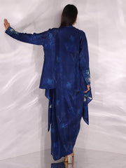 Indigo Blue Draped Skirt Set