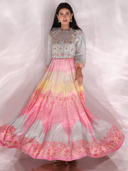 Pastel Vasansi Silk Printed Anarkali Gown