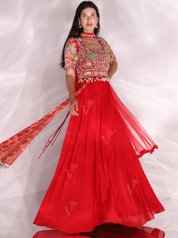 Red Georgette Gown