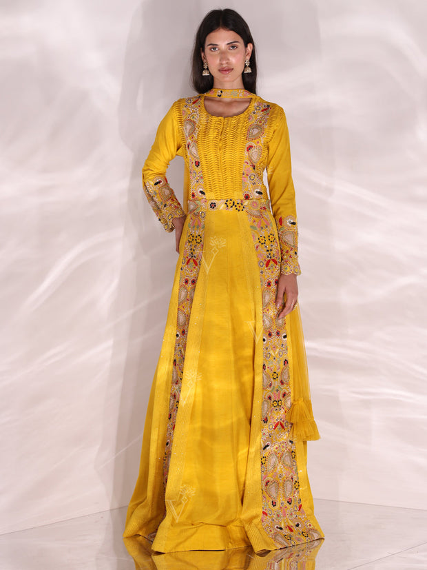 Yellow Dola Silk Gown