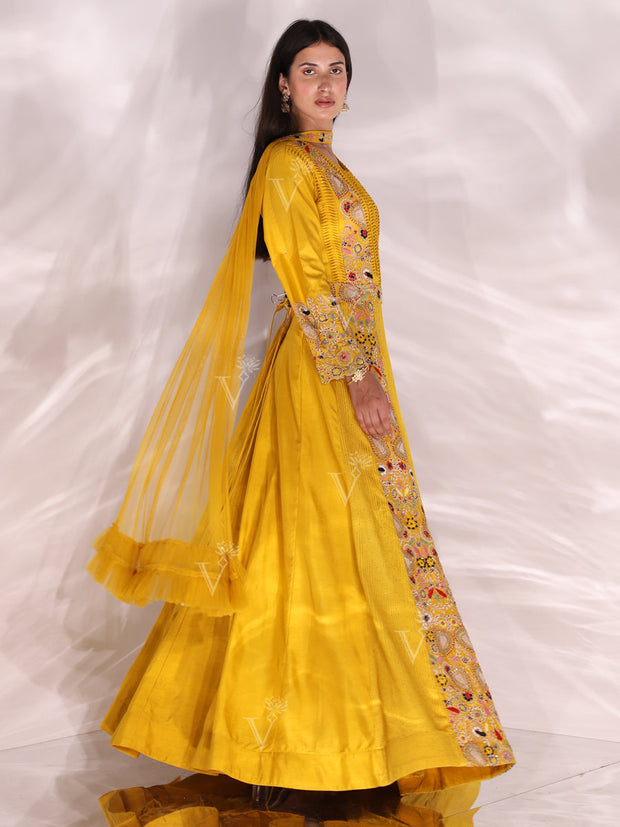 Yellow Dola Silk Gown