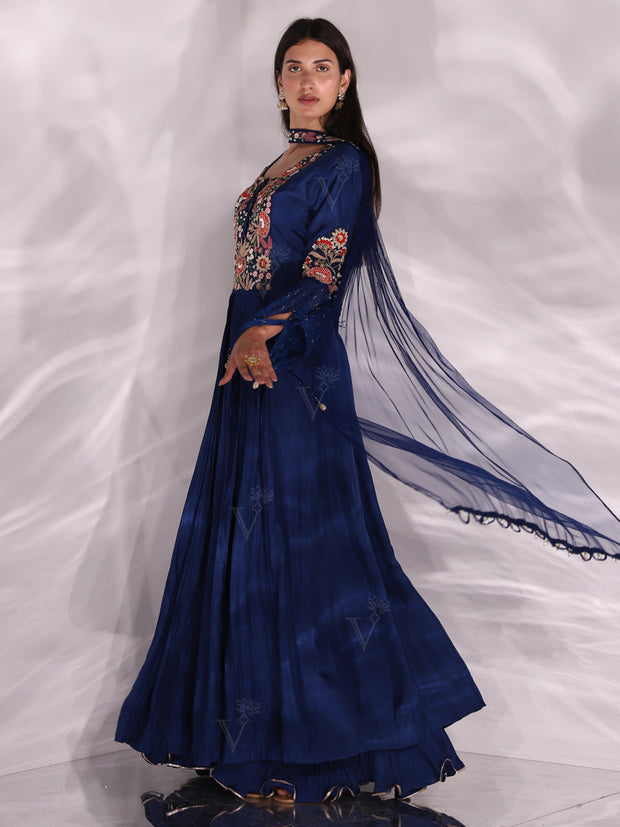 Blue Dola Silk Gown