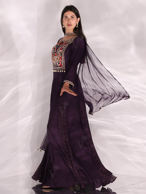 Wine Dola Silk Gown