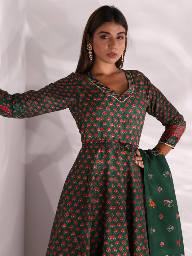 Green Vasansi Silk Anarkali Gown