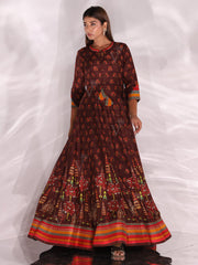 Brown Vasansi Silk Anarkali Gown