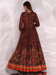 Brown Vasansi Silk Anarkali Gown