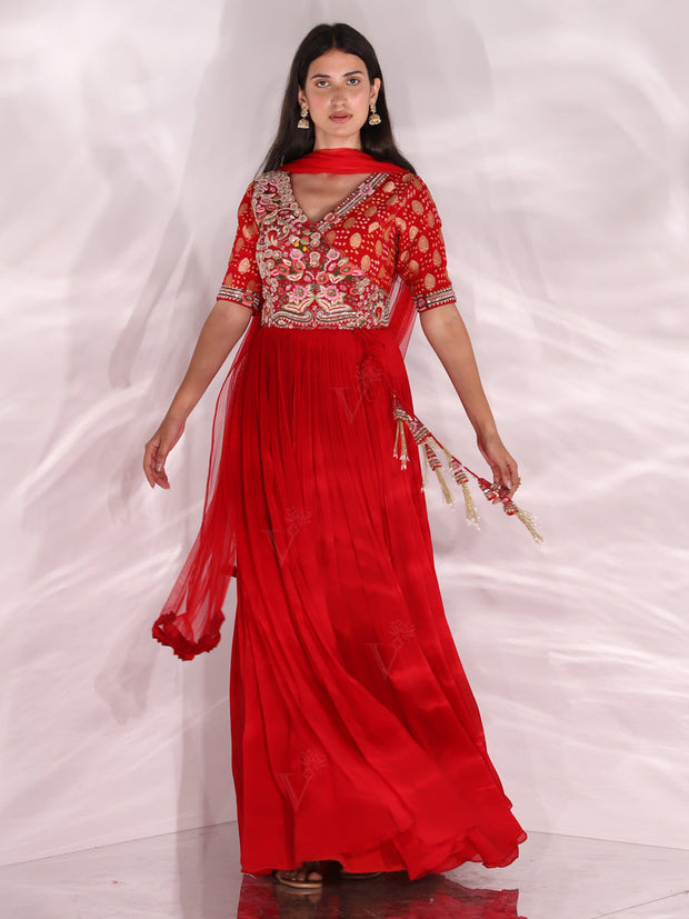 Red Georgette Gown