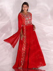 Red Georgette Gown