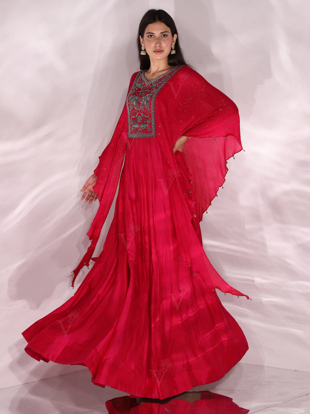 Red Dola Silk Gown