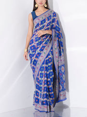 Blue Georgette Zari Saree