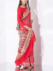 Red Georgette Zari Saree