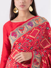 Red Georgette Zari Saree